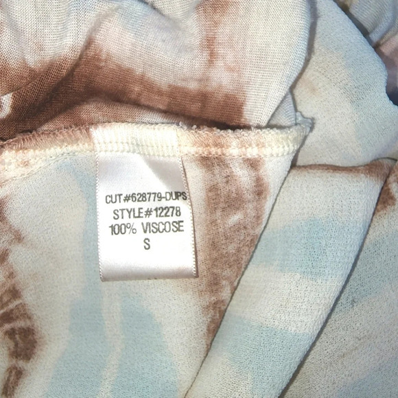 XCVI Tie Dye Short Sleeve Blouse Brown Blue Sz S - Picture 8 of 10